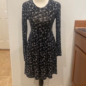 Rue 21 Black with White flowers long sleeve Dress.  Size XS